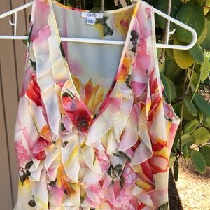 Cache Sleeveless Print Blouse